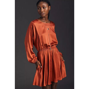 New Anthropologie Caballero Long-Sleeve Dress $180 SMALL Red Motif